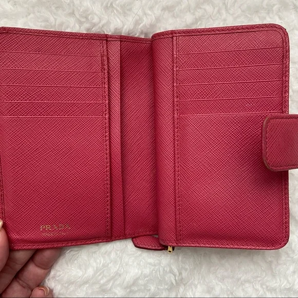 SOLD - PRADA PINK SMALL SAFFIANO LEATHER WALLET - Picture 8 of 9